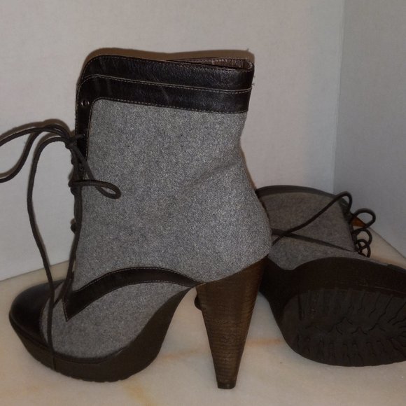 Pour La Victoire Brazil Grey/brown lace-up platform bootie sz 9 - Picture 2 of 4